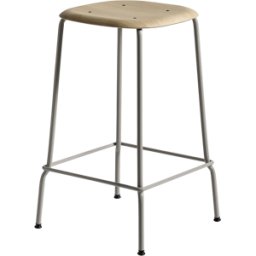 Tabouret en chêne et acier gris doux 65 cm Soft edge 80 - Hay