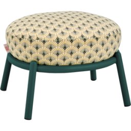Tabouret rond en tissu à motif et piètement en métal bleu 48x46x37cm Drop - Meme Design