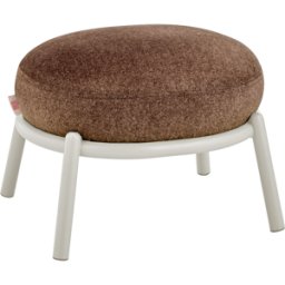 Tabouret rond en tissu marron et piètement en métal beige 48x46x37cm Drop - Meme Design