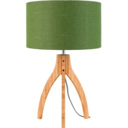 Lampe de table en bambou abat-jour en lin vert forêt 36x54cm Annapurna - Good & Mojo