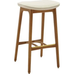 Tabouret de bar en tissu bouclé crème et frêne foncé 75 cm Série 200-190 - 366 Concept
