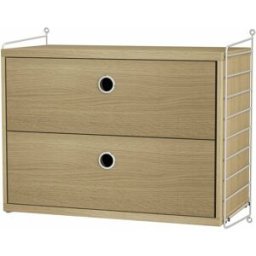 Système de commode en chêne marron clair avec montants gris String Systems- String furniture