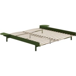 Sommier extensible en acier vert sapin avec lattes 180cm et tables de chevet - Moebe