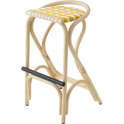 Tabouret de bar en rotin et assise jaune bouton d'or 83x49cm Virage Large - ORCHID EDITION