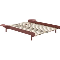 Sommier extensible en acier rose avec lattes 140cm et tables de chevet - Moebe