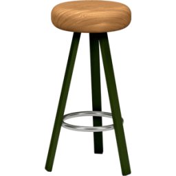 Tabouret haut en chêne et acier kaki 75 cm Smack - Matière Grise