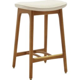 Tabouret de bar en tissu bouclé crème et frêne foncé 65 cm Série 200-190 - 366 Concept