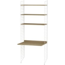 Bureau modulable en chêne et acier blanc 80 x 200 x 58 cm Combinaison A - String furniture