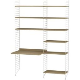 Bureau modulable en chêne et acier blanc 140 x 200 x 58 cm Combinaison B - String furniture