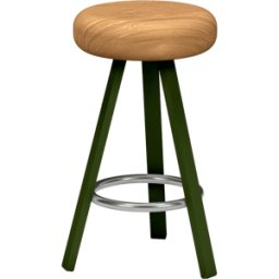 Tabouret haut en chêne et acier kaki 65 cm Smack - Matière Grise
