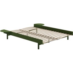 Sommier extensible en acier vert sapin avec lattes 140cm et tables de chevet - Moebe
