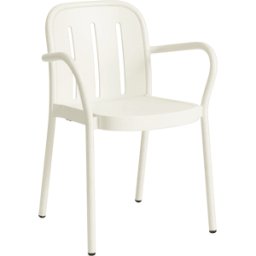 Chaise de jardin avec accoudoirs en métal blanc crème Deville - HAY