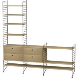 Etagère modulable en chêne et acier noir 200 x 200 x 30 cm Combinaison J - String furniture