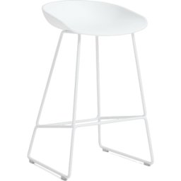 Tabouret de bar en plastique recyclé blanc et pieds en acier blanc 65 cm AAS 38 2.0 - HAY