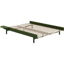 Sommier extensible en acier vert sapin avec lattes 140cm et table de chevet - Moebe