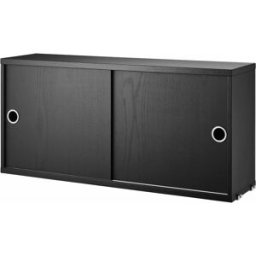 Caisson 2 portes coulissantes en frêne teinté noir 78 x 20 x 37 cm - String furniture