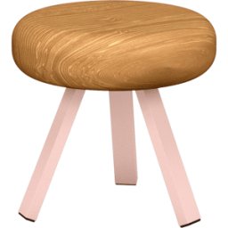 Tabouret en chêne et acier baby pink 35 cm Smack - Matière Grise