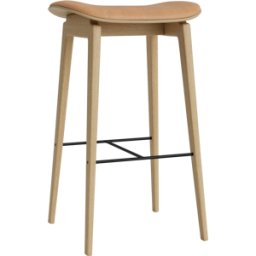 Tabouret de bar en chêne naturel et rembourrage camel 65 cm NY11 - NORR11