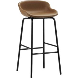 Tabouret de bar en acier et cuir noir 75 cm Hyg - Normann Copenhagen