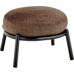 Tabouret rond en tissu marron et piètement en métal noir 48x46x37cm Drop - Meme Design
