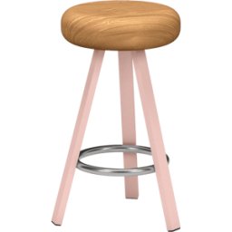 Tabouret haut en chêne et acier baby pink 65 cm Smack - Matière Grise