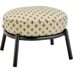Tabouret rond en tissu à motif et piètement en métal noir 48x46x37cm Drop - Meme Design