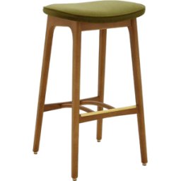 Tabouret de bar en velours brillant moutarde et frêne foncé 75 cm Série 200-190 - 366 Concept
