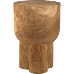 Tabouret en bois sculpté à la main cognac 30x40cm Pile - Pols Potten