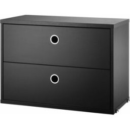 Caisson 2 tiroirs en frêne teinté noir l58 cm - String furniture