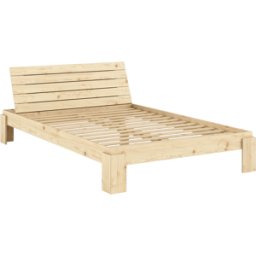 Sommier et tête de lit avec rangement en pin naturel 140x200cm Layers - Karup Design