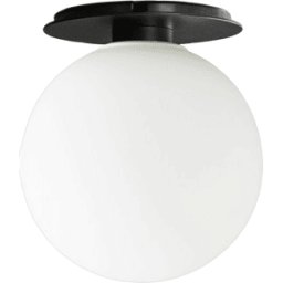 Plafonnier en verre opale blanc et acier poudré noir Tim Rundle - Audo