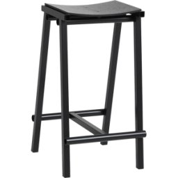 Tabouret de bar en bois de chêne noir et acier noir 65cm Tabourete 8 - Hay