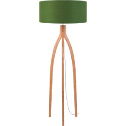 Lampadaire en bambou abat-jour en lin vert forêt 160cm Annapurna - Good & Mojo