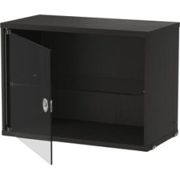 Caisson en frêne teinté noir et porte vitrée 58x42x30cm String System - String furniture