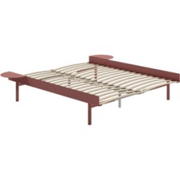 Sommier extensible en acier rose avec lattes 160cm et tables de chevet - Moebe