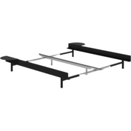 Sommier extensible en acier noir sans lattes 90-180cm et tables de chevet - Moebe