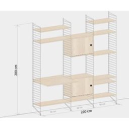 Etagère modulable en acier blanc et frêne 200 x 200 x 30 cm Build Your Own - String furniture