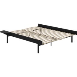 Sommier extensible en acier noir avec lattes 160cm et une table de chevet - Moebe