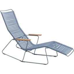Chaise lounge modulable en métal et plastique bleu pigeon CLICK - Houe