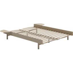 Sommier extensible en acier sable avec lattes 140cm et tables de chevet - Moebe