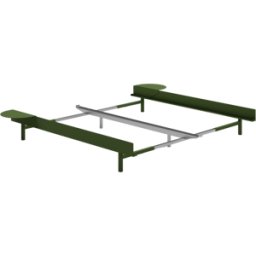 Sommier extensible en acier vert sapin sans lattes 90-180cm et tables de chevet - Moebe