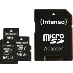 Intenso Premium 3er Pack (3 x 64 GB) Carte microSDXC 64 GB Class 10 UHS-I avec adaptateur SD