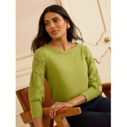 Love & Roses Pull Love & Roses Bobble Stitch Scallop 3/4 manches en maille