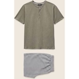 MONOPRIX Pyjama T-shirt manches courtes et Short rayé en coton BIO GOTS L