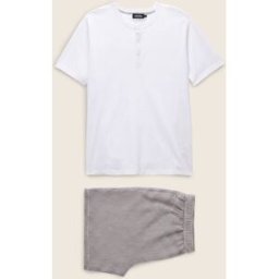 MONOPRIX Pyjama T-shirt manches courtes et Short rayé en coton BIO GOTS L