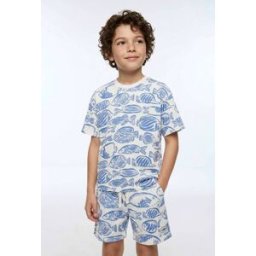 MONOPRIX Short élastiqué en seersucker imprimé en coton 4 ans