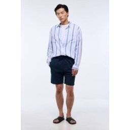 MONOPRIX Bermuda à pince taille élastiquée en mélange lin et coton 38