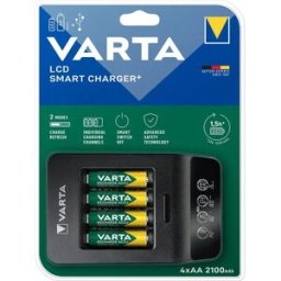 Varta Chargeur Intelligent Lcd Avec 4 Piles Aa 2100mah Black One Size unisex