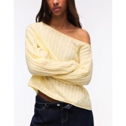 Bershka Pull Torsadé Femme M Jaune