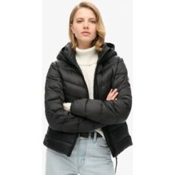 Superdry Femme Veste Matelassée à Capuche Fuji Noir Taille: 44
